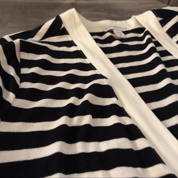 Coldwater Creek Black & Cream Striped Cardigan - Picture 2 of 5